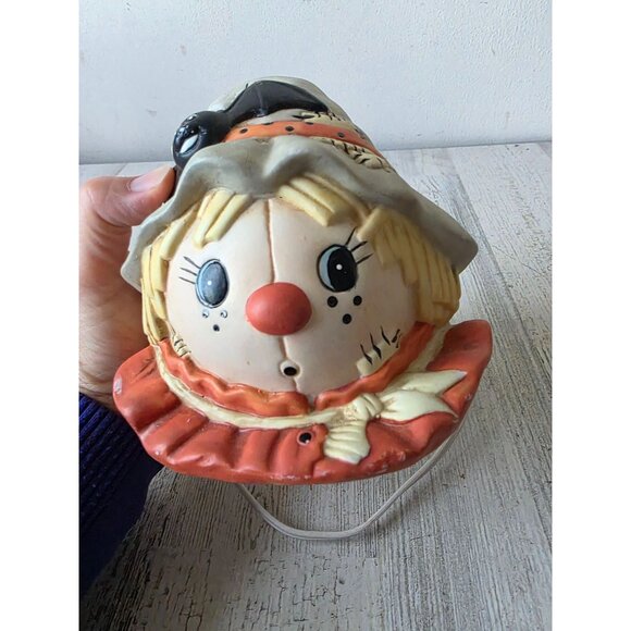 Vintage scarecrow bat light up ceramic table top fall decor stands - Picture 6 of 7